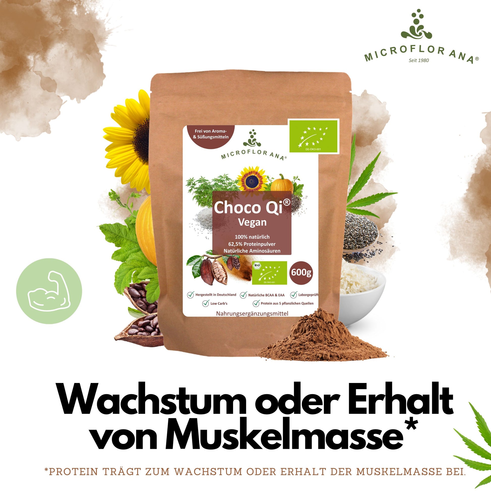 Choco Qi – Veganes Proteinpulver 62,5 % Eiweiß Bio