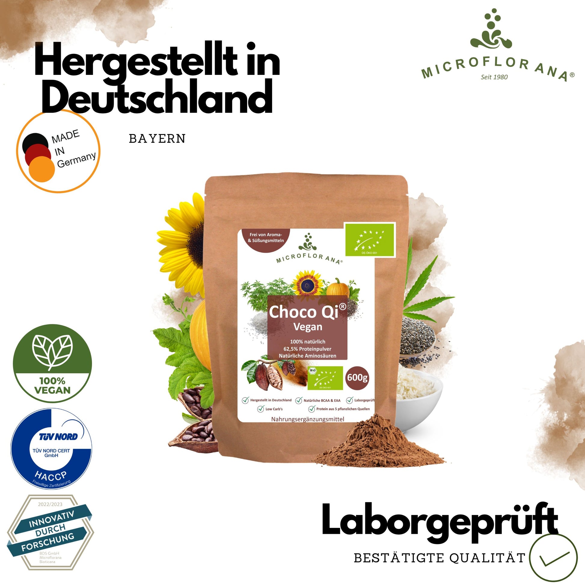 Choco Qi – Veganes Proteinpulver 62,5 % Eiweiß Bio