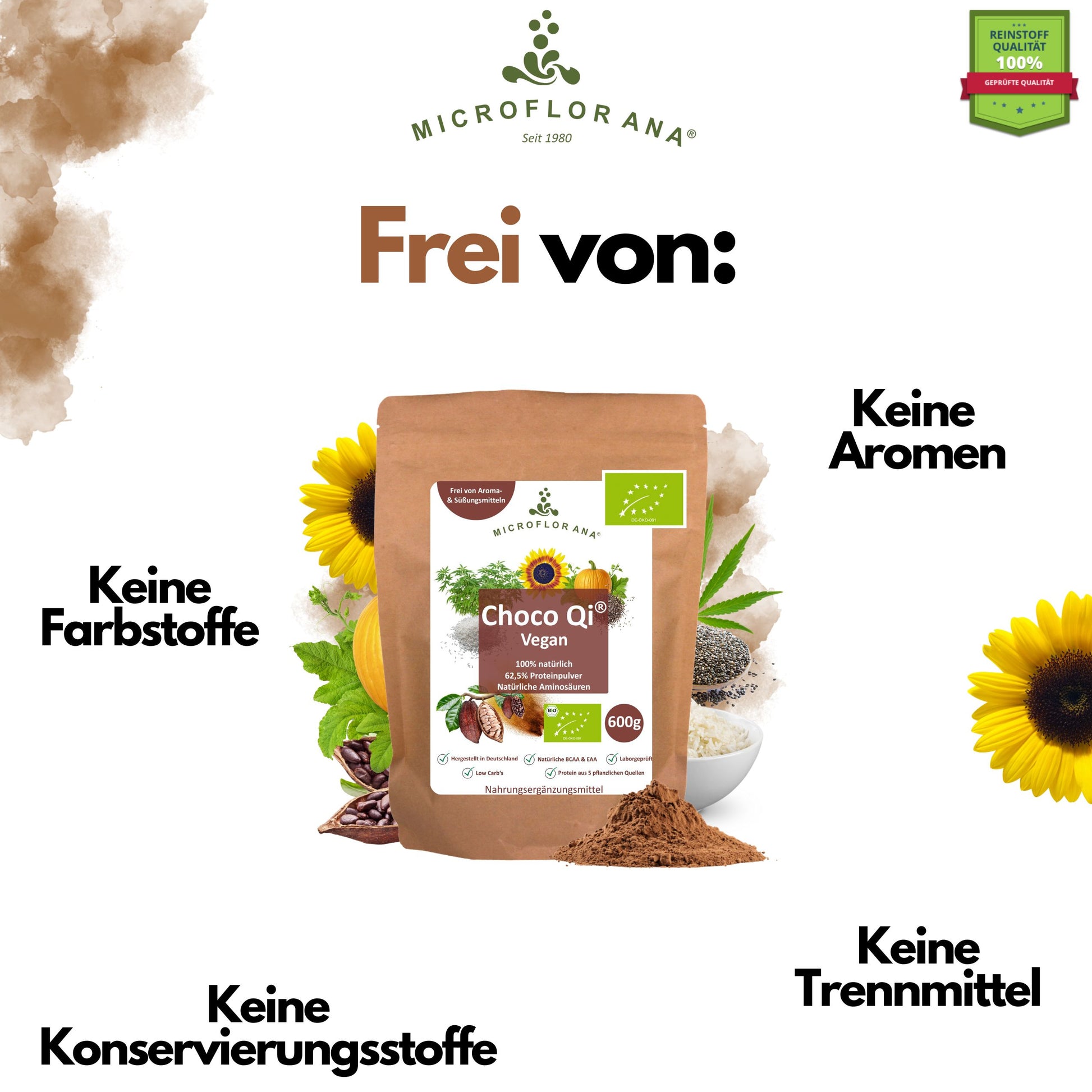 Choco Qi – Veganes Proteinpulver 62,5 % Eiweiß Bio