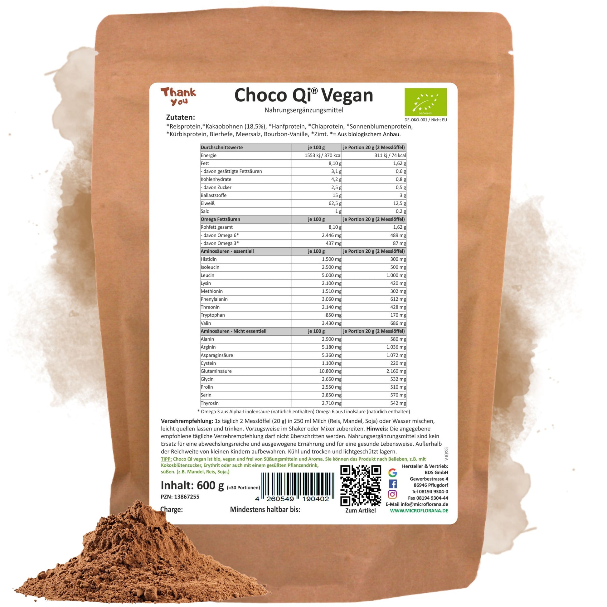 Choco Qi – Veganes Proteinpulver 62,5 % Eiweiß Bio