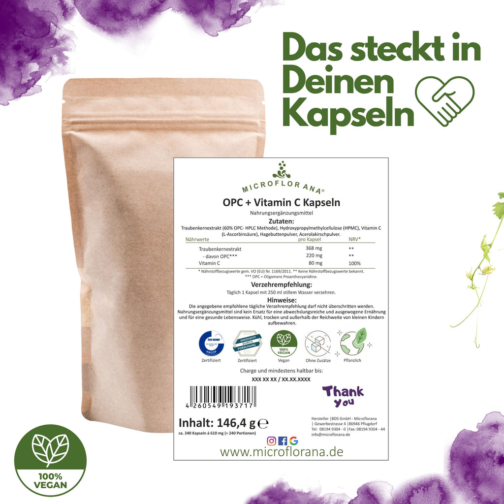 OPC Kapseln mit Vitamin C – 240 Kapseln