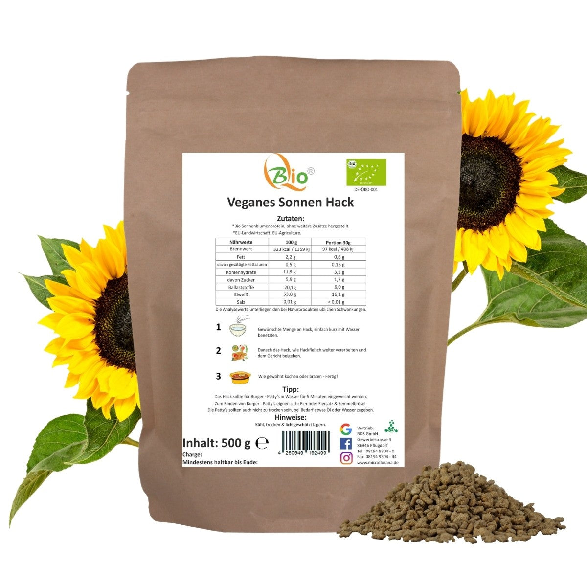 Bioticana Sonnen Hack – 500 g – Hackfleischersatz – Vegan & Bio